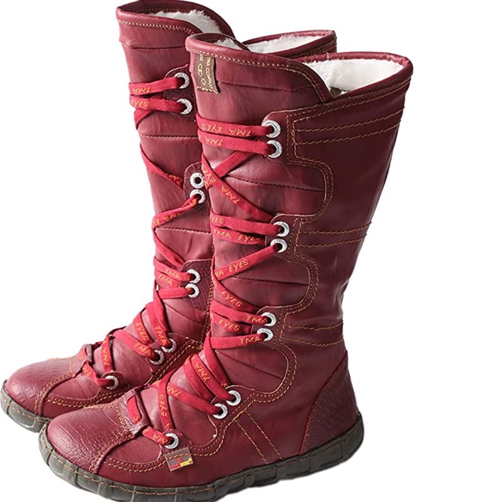 TMA EYES Snake-Embossed Leather and PU Upper Women's Tall Boot 8.5